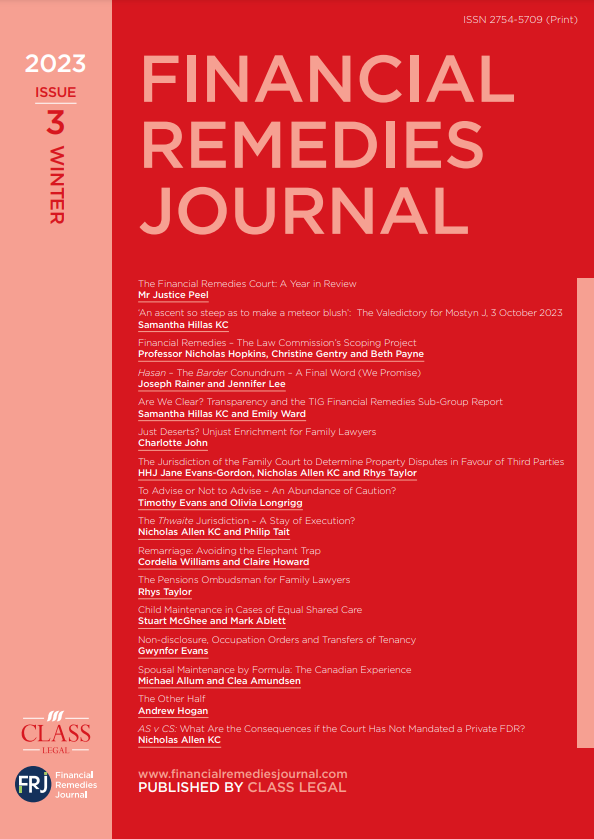 Financial Remedies Journal - 2023 Issue 3 | Winter