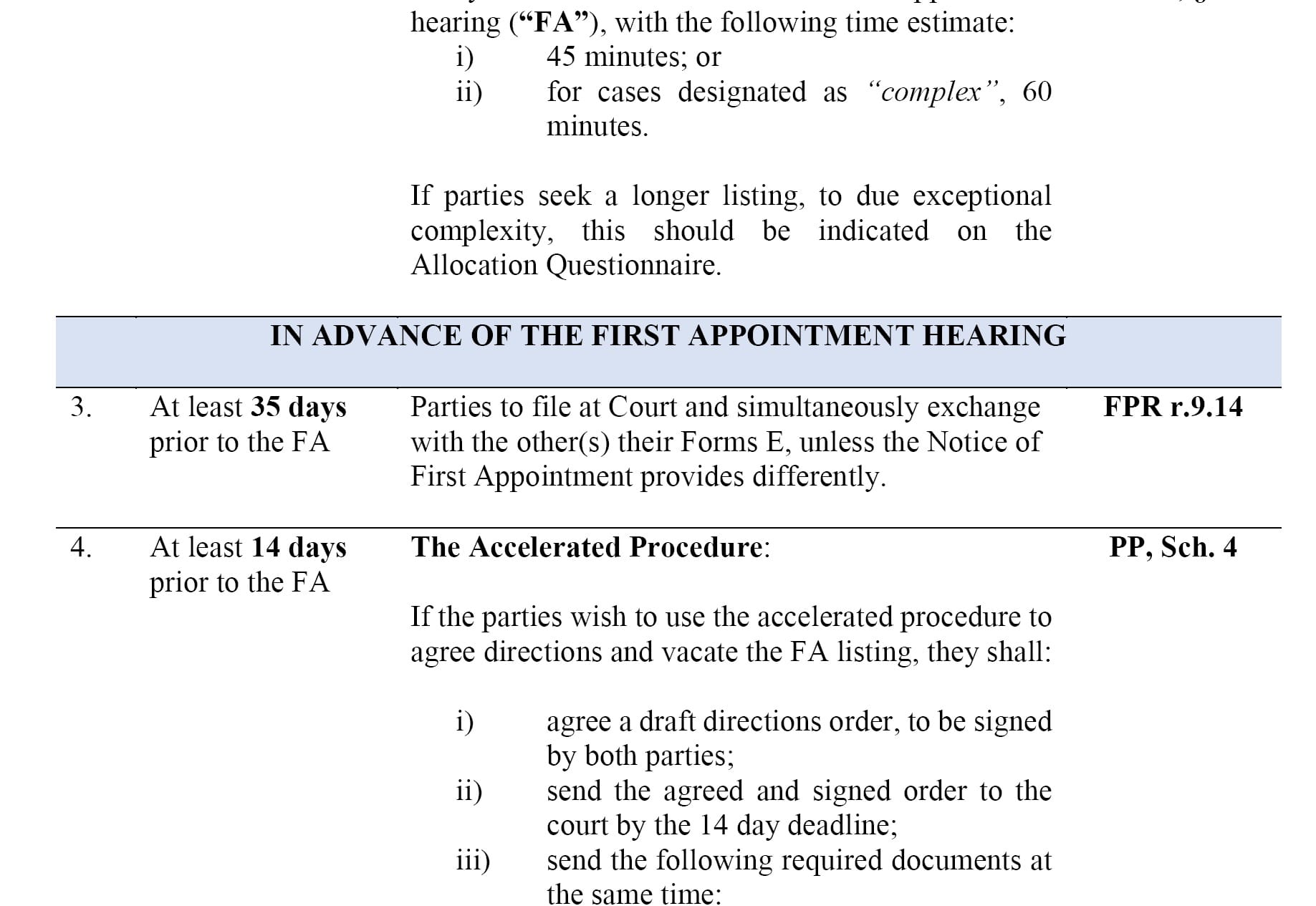Case Management Tables: Aide Memoire